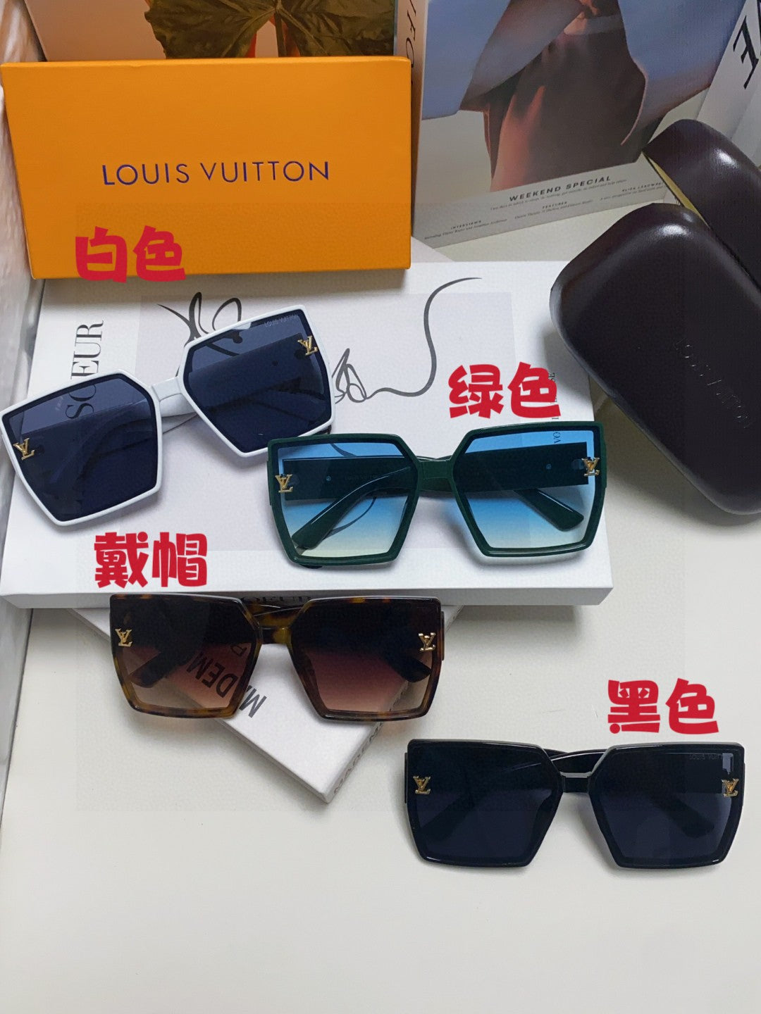 Louis Vuitton Square Black Lens Sunglasses for Women - 414915 - detail image 9