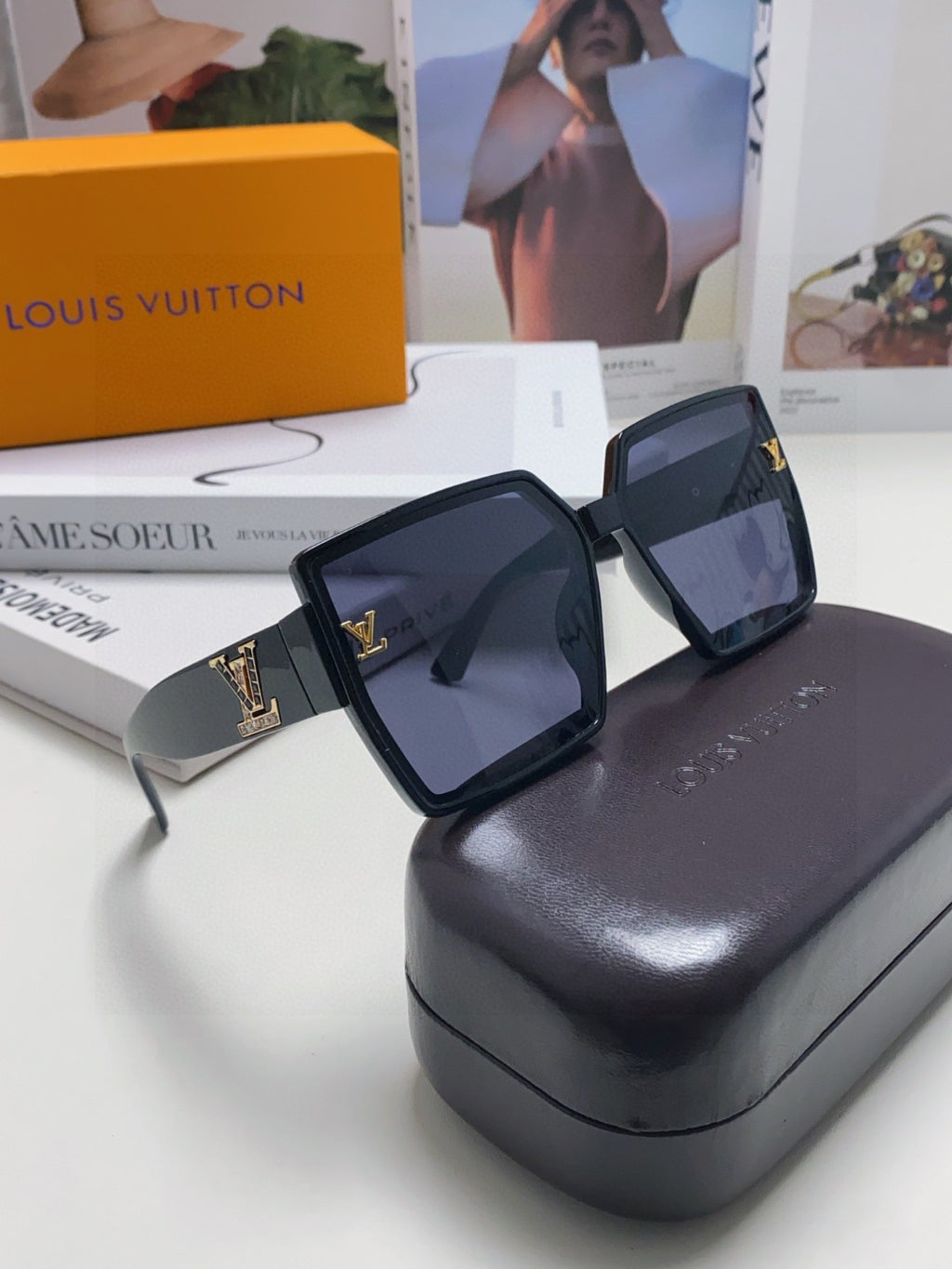 Louis Vuitton Square Blue Lens Sunglasses for Women - detail image 7