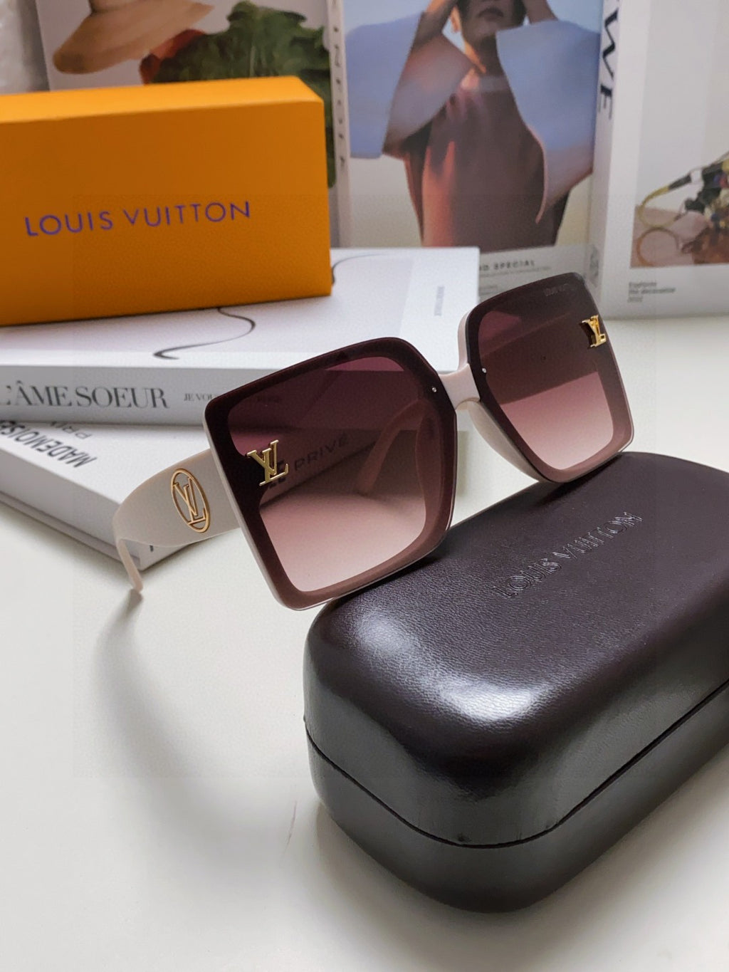 Louis Vuitton Polarized Oversized Red Lens Sunglasses for Women - 414918 - detail image 7