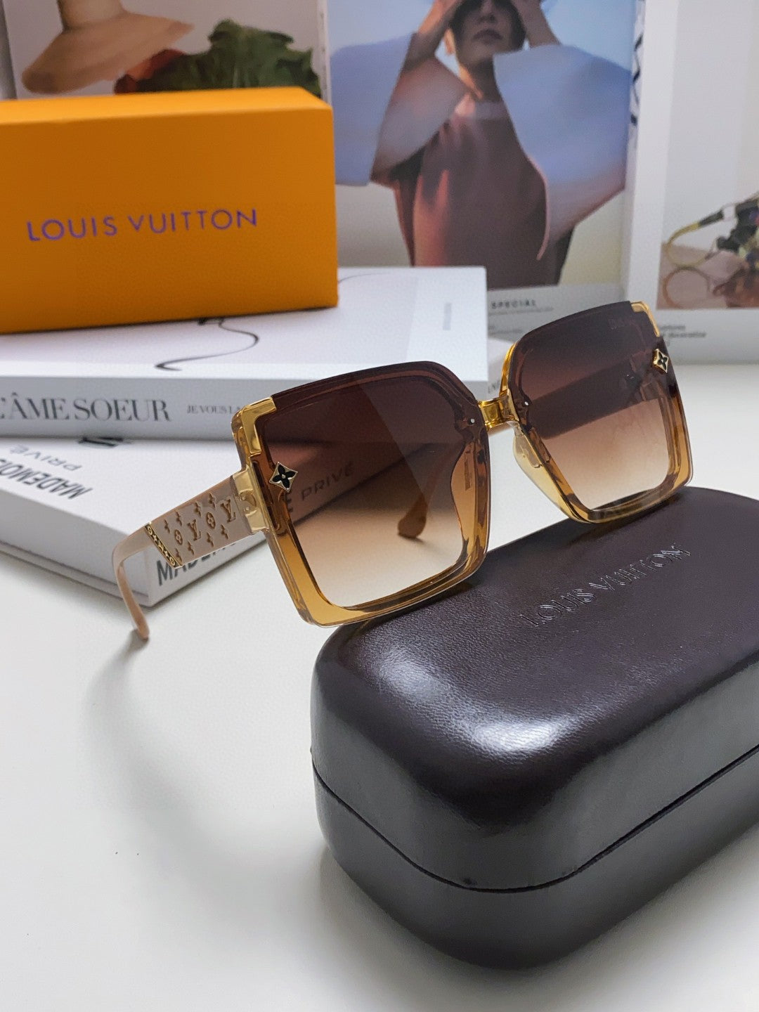 Louis Vuitton Oversized Brown Lens Sunglasses for Women - detail image 7