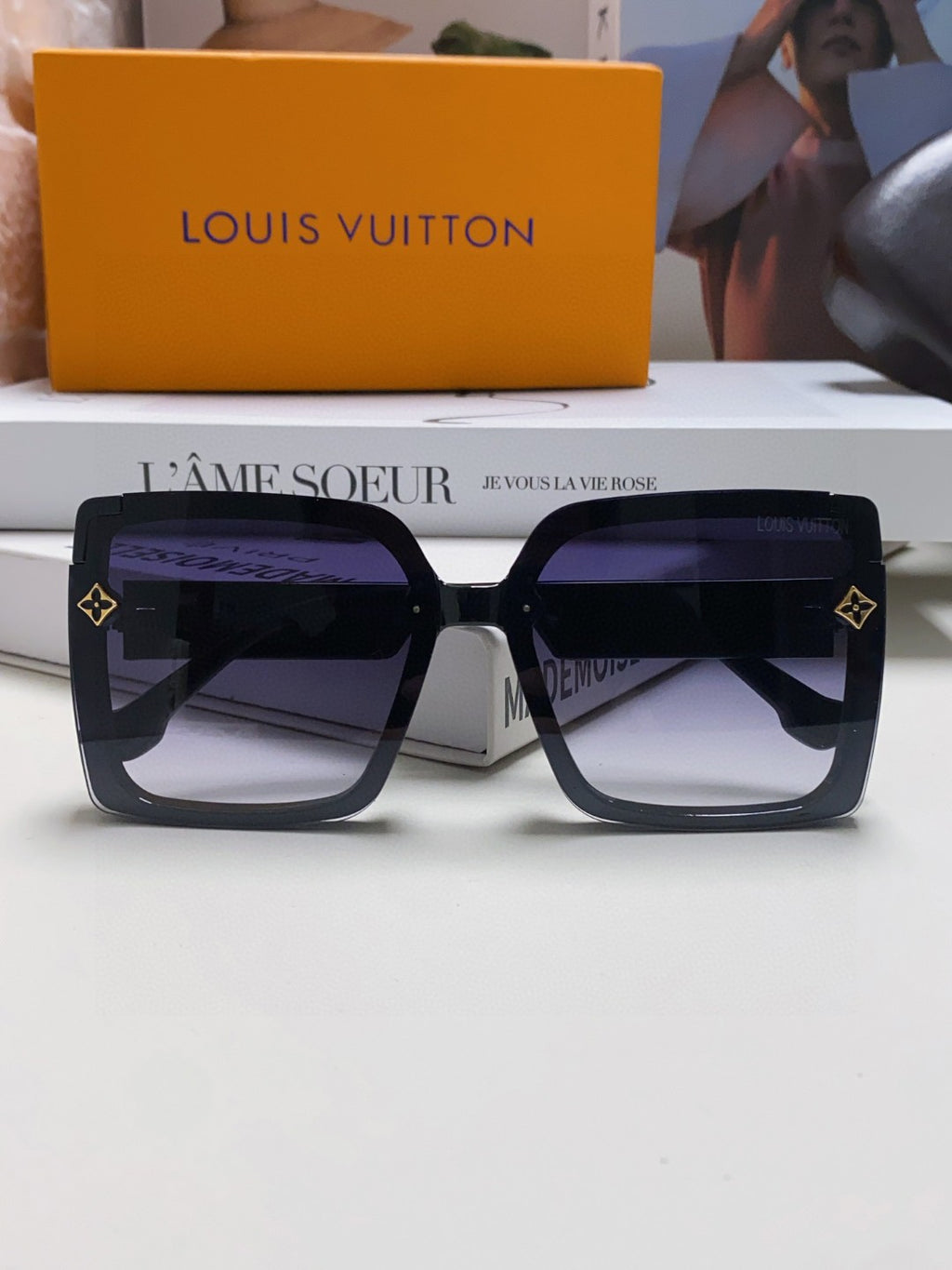 Louis Vuitton Oversized Blue Lens Sunglasses for Women - detail image 6