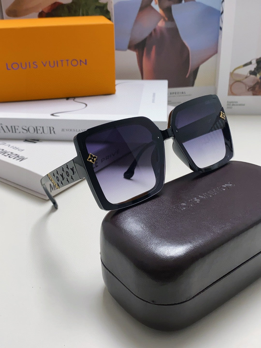 Louis Vuitton Oversized Blue Lens Sunglasses for Women - detail image 7