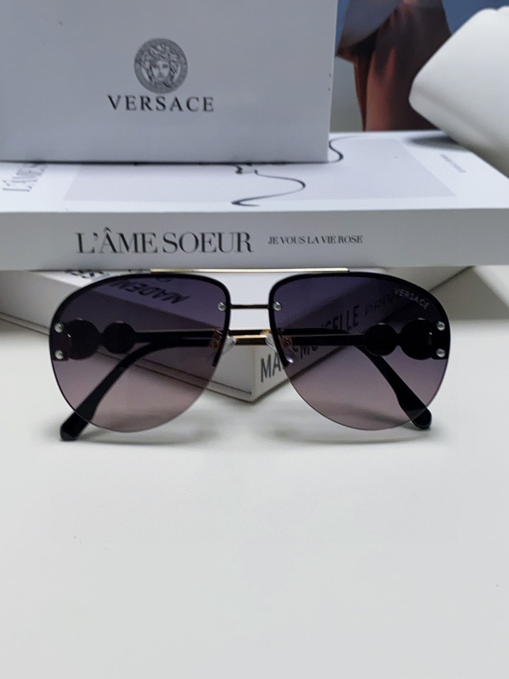 Versace VE2250 Aviator Gray Lens Sunglasses for Men & Women - detail image 6
