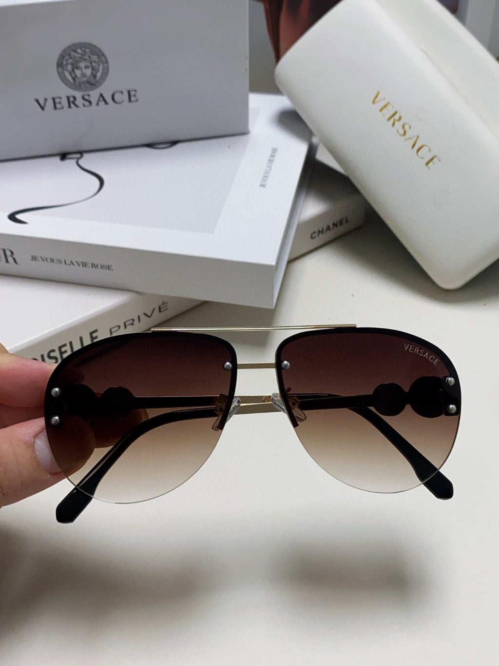 Versace VE2250 Aviator Silver Lens Sunglasses for Men & Women - detail image 3