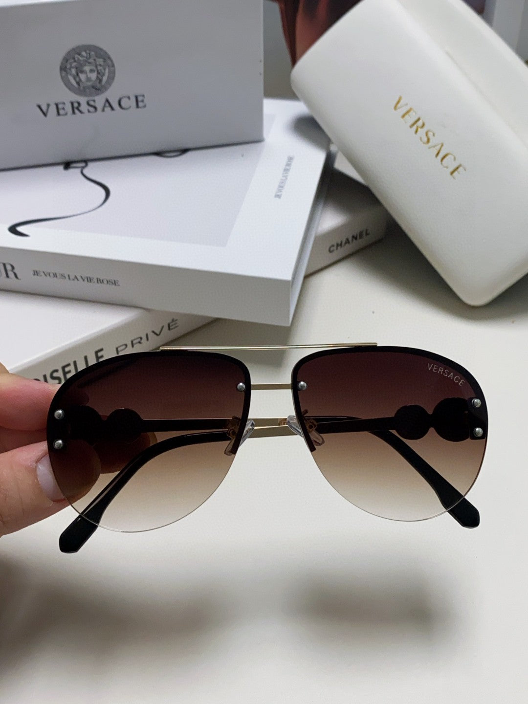 Versace VE2250 Aviator Silver Lens Sunglasses for Men & Women - detail image 3