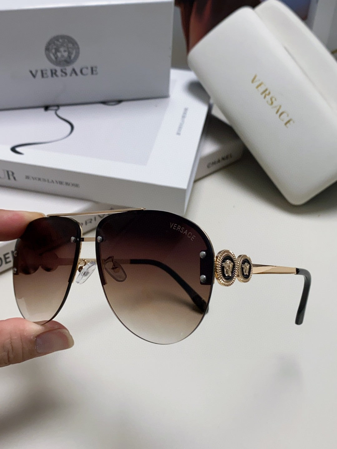 Versace VE2250 Aviator Silver Lens Sunglasses for Men & Women - detail image 5