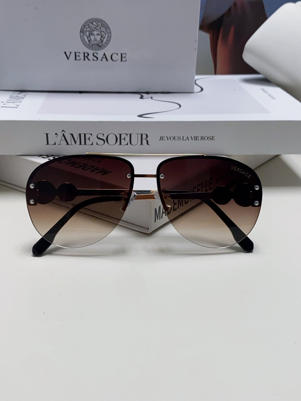 Versace VE2250 Aviator Silver Lens Sunglasses for Men & Women - detail image 6