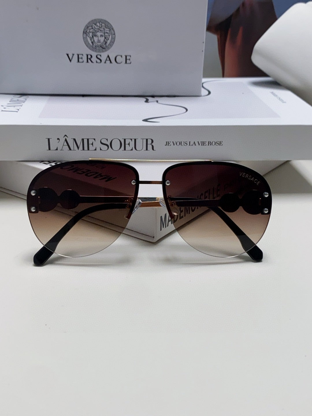 Versace VE2250 Aviator Silver Lens Sunglasses for Men & Women - detail image 6
