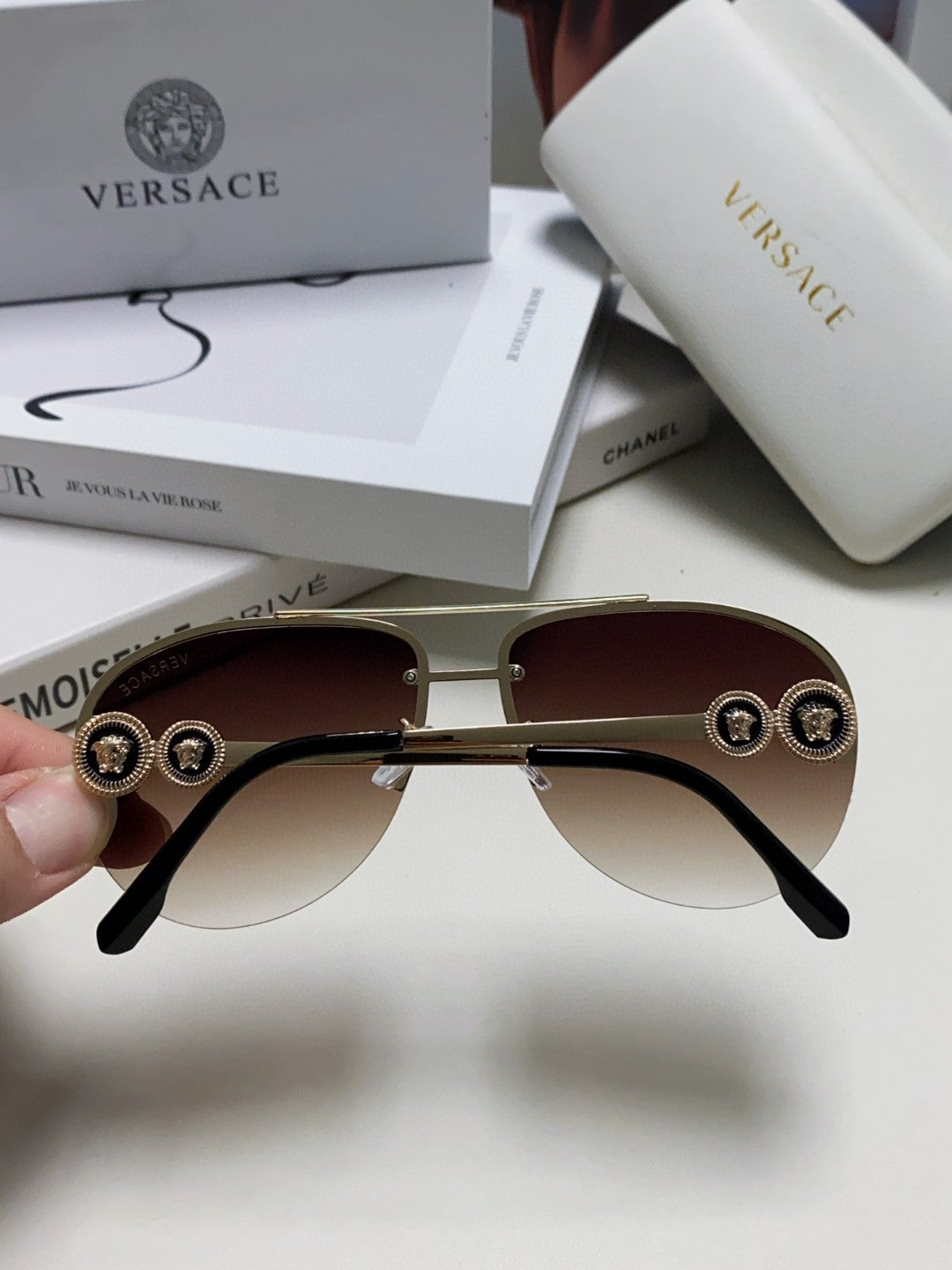 Versace VE2250 Aviator Silver Lens Sunglasses for Men & Women - detail image 4