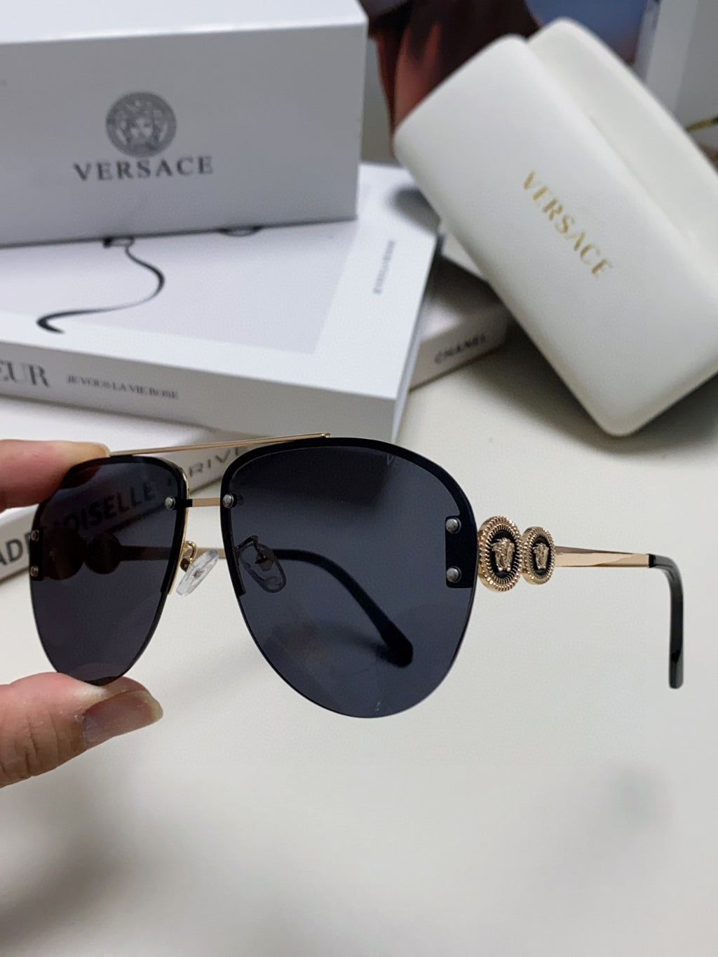 Versace VE2250 Aviator Blue Lens Sunglasses for Men & Women - 449874 - detail image 4