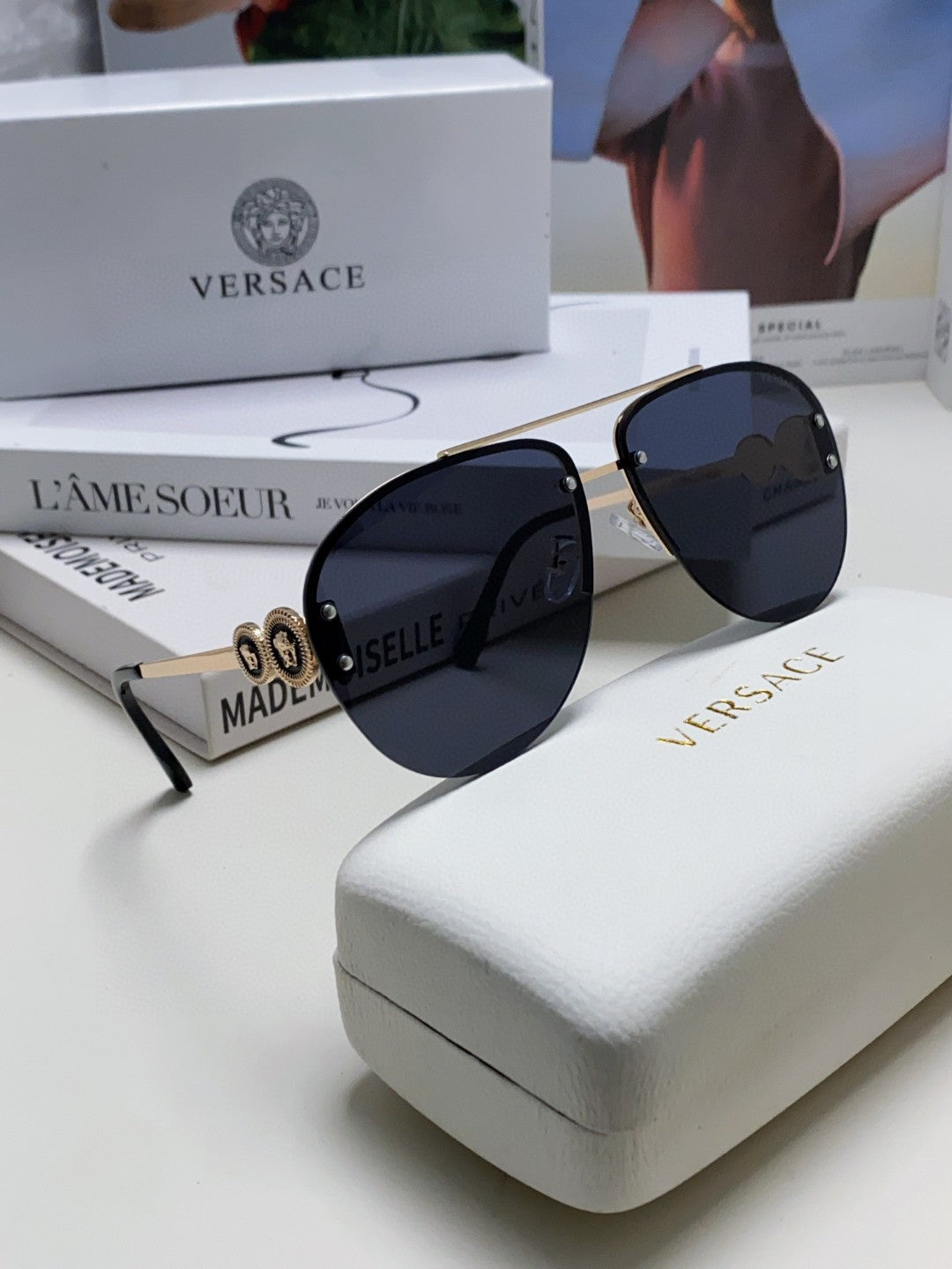 Versace VE2250 Aviator Blue Lens Sunglasses for Men & Women - 449874 - detail image 6