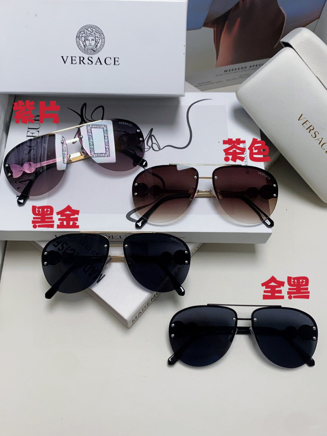 Versace VE2250 Aviator Blue Lens Sunglasses for Men & Women - 449874 - detail image 8