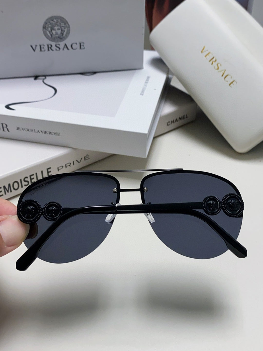 Versace VE2250 Aviator Blue Lens Sunglasses for Men & Women - detail image 4