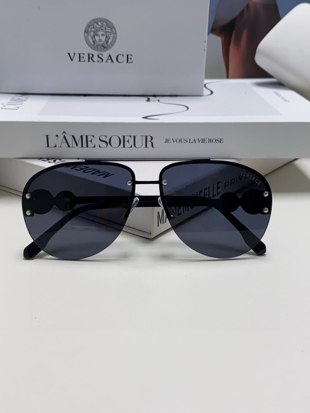 Versace VE2250 Aviator Blue Lens Sunglasses for Men & Women - detail image 6