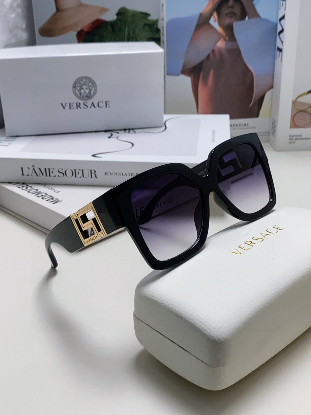 Versace Square Black Lens Sunglasses for Men & Women - 449877 - detail image 9