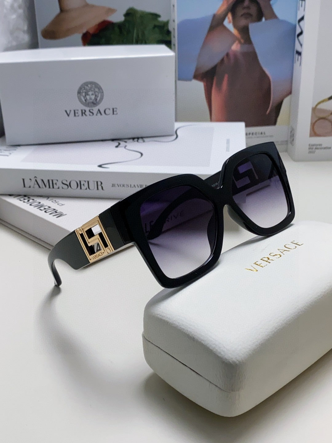Versace Square Black Lens Sunglasses for Men & Women - 449877 - detail image 9