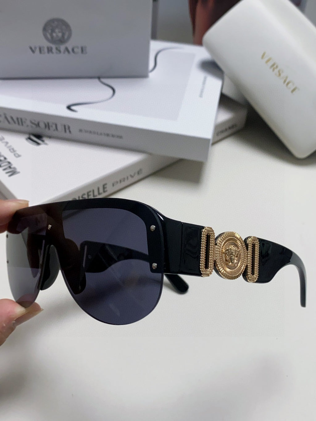 Versace Aviator Blue Lens Sunglasses for Men & Women - detail image 4