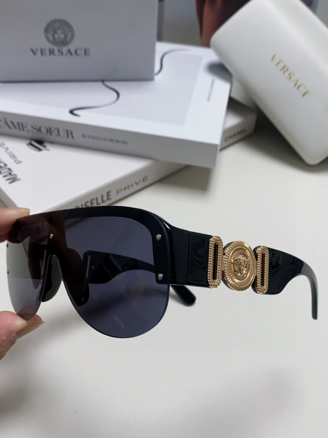 Versace Aviator Blue Lens Sunglasses for Men & Women - detail image 4