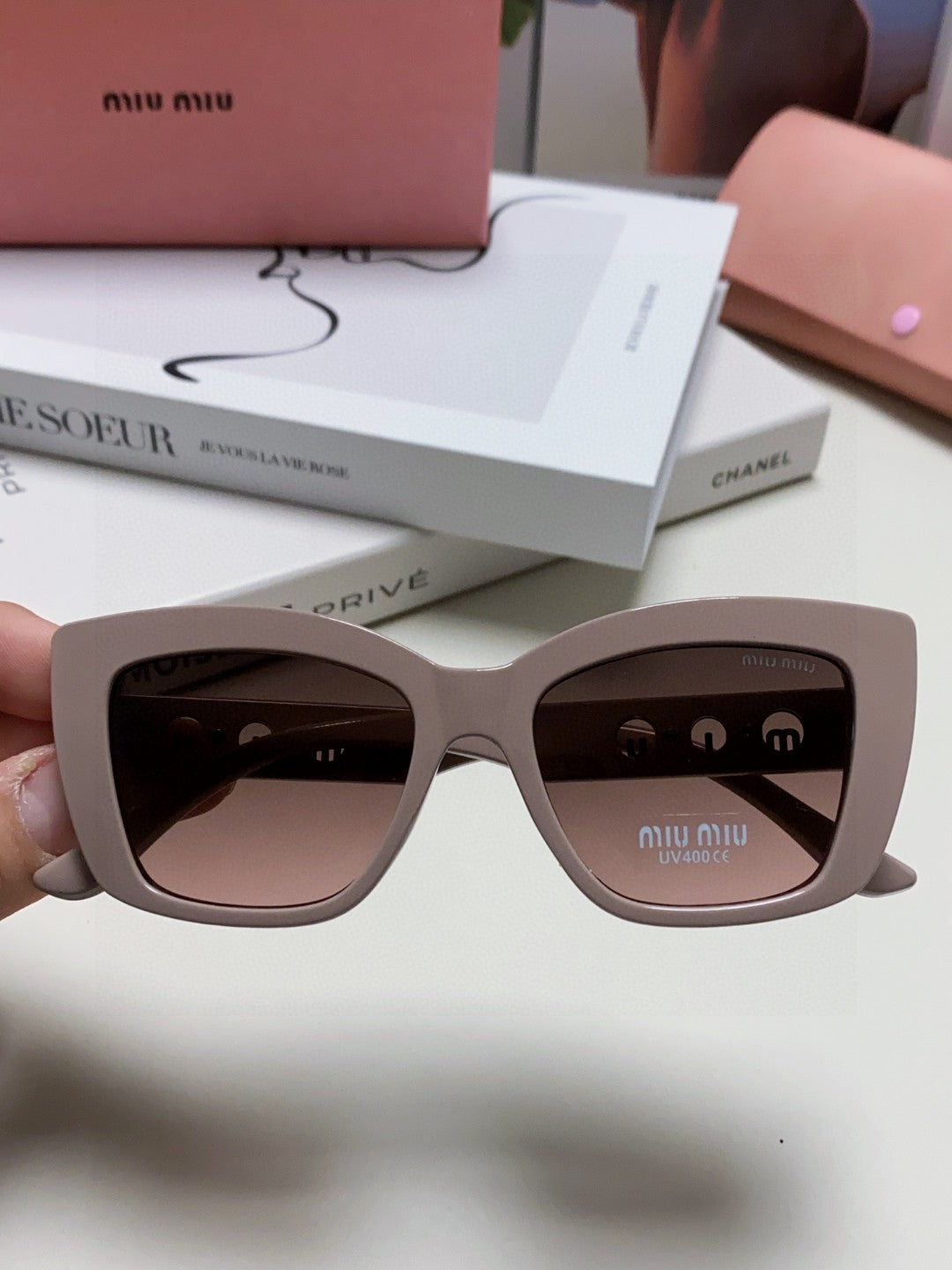 Miu Miu Cat-Eye Silver Lens Sunglasses for Women - 466052 - detail image 3