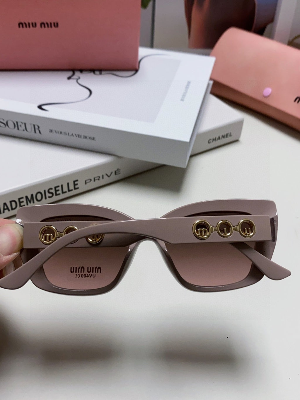 Miu Miu Cat-Eye Silver Lens Sunglasses for Women - 466052 - detail image 4