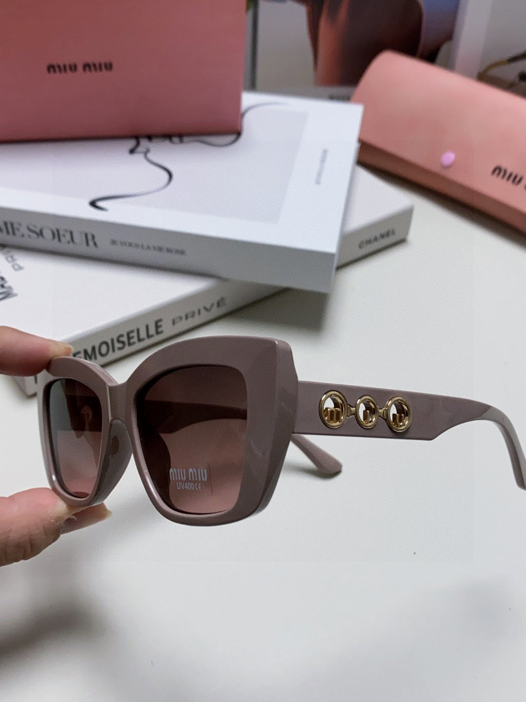 Miu Miu Cat-Eye Silver Lens Sunglasses for Women - 466052 - detail image 5
