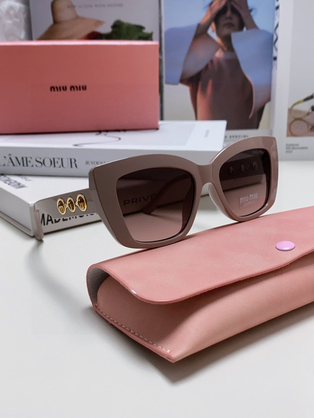 Miu Miu Cat-Eye Silver Lens Sunglasses for Women - 466052 - detail image 7