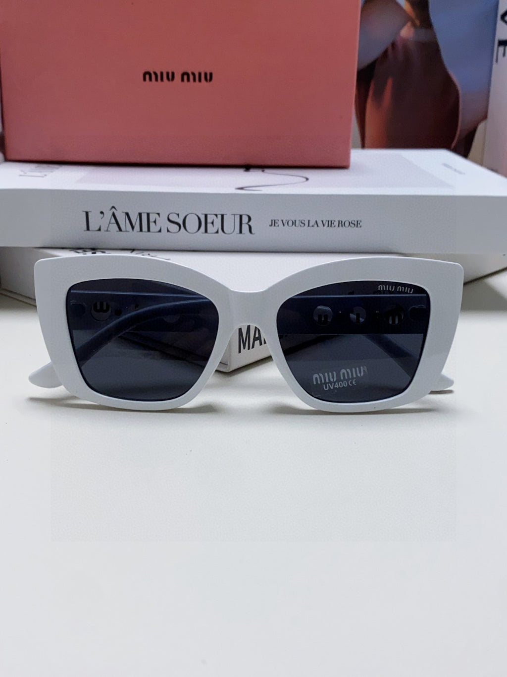 Miu Miu Cat-Eye Blue Lens Sunglasses for Women - 466053 - detail image 6