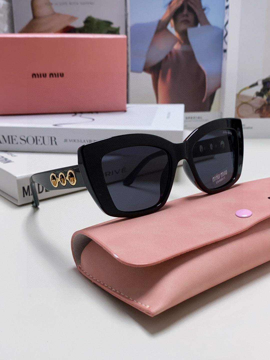 Miu Miu Cat-Eye Gray Lens Sunglasses for Women - 466054 - detail image 6