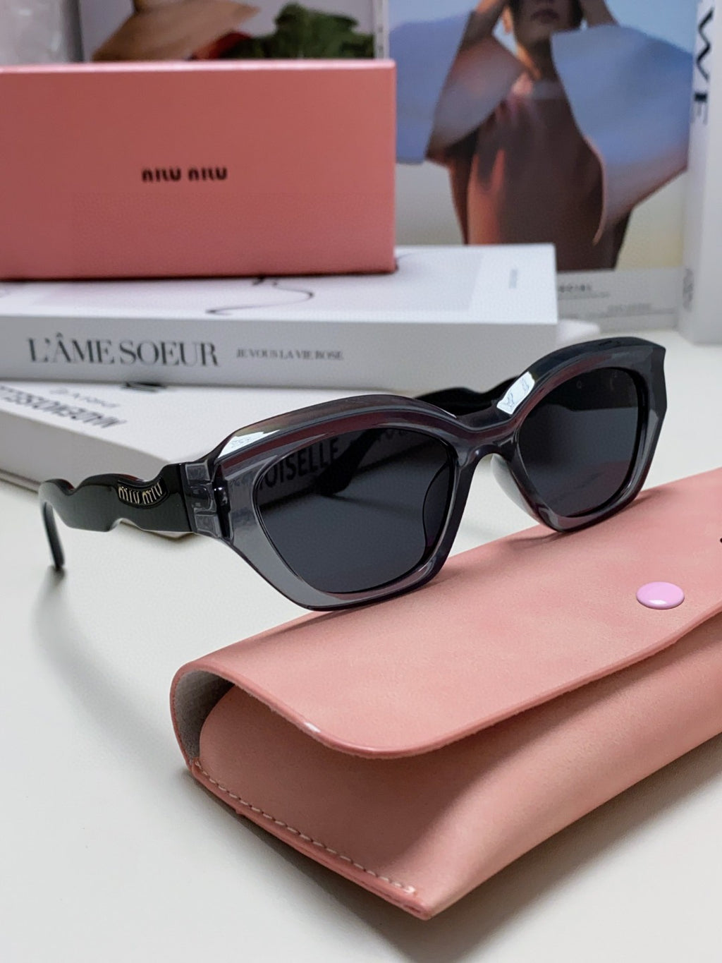 Miu Miu Cat-Eye Blue Lens Sunglasses for Women - 466055 - detail image 2