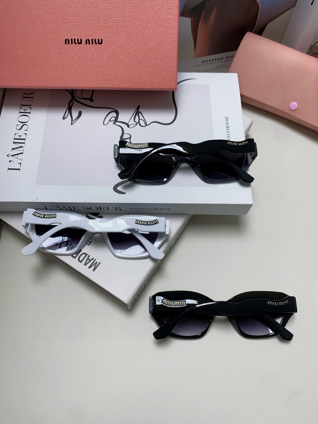 Miu Miu Cat-Eye Blue Lens Sunglasses for Women - 466055 - detail image 3