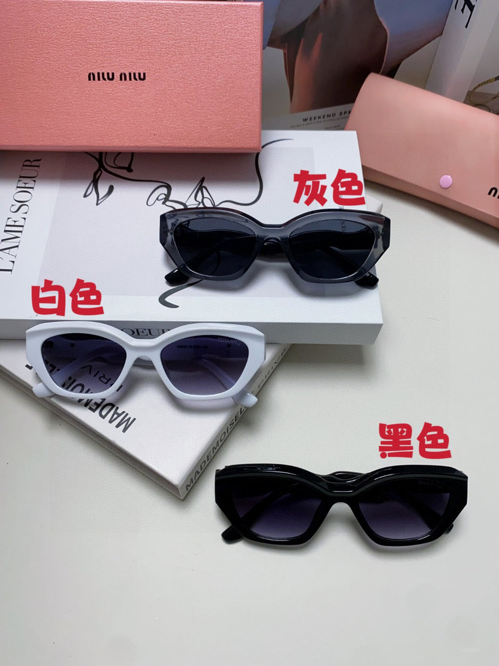 Miu Miu Cat-Eye Blue Lens Sunglasses for Women - 466055 - detail image 4
