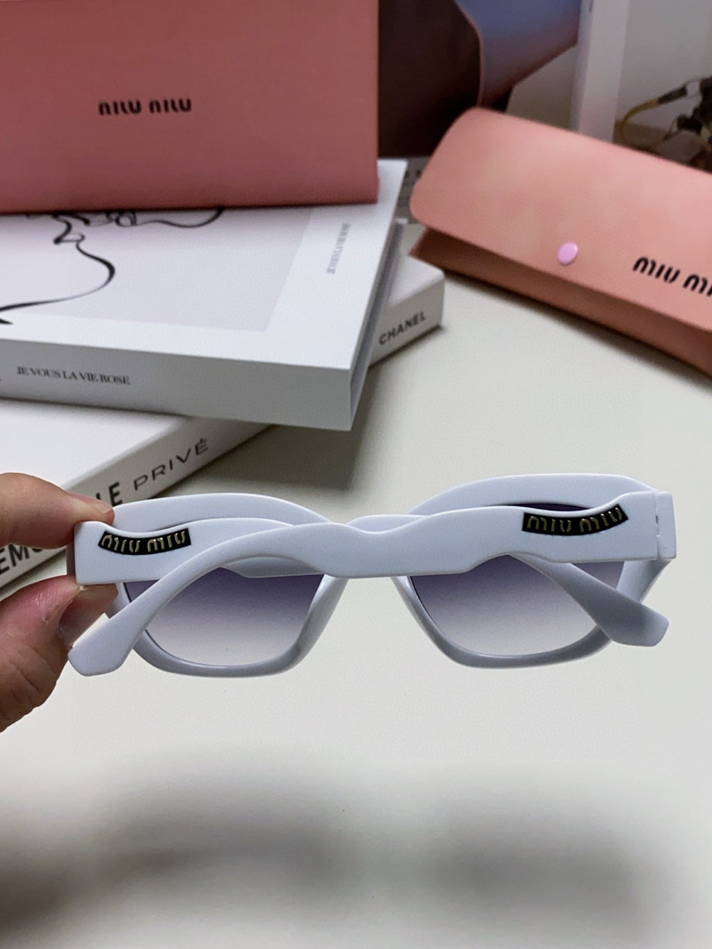 Miu Miu Cat-Eye Gray Lens Sunglasses for Women - 466056 - detail image 2