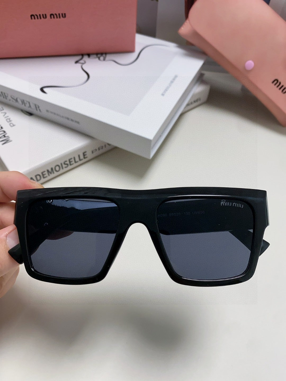 Miu Miu Square Black Lens Sunglasses for Women - detail image 5
