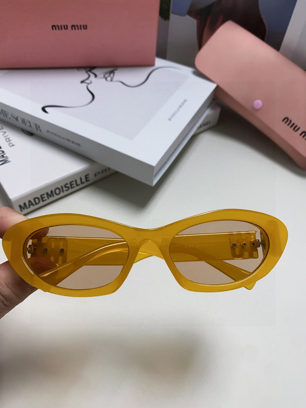 Miu Miu Cat-Eye Orange Lens Sunglasses for Men & Women - 466057 - detail image 2