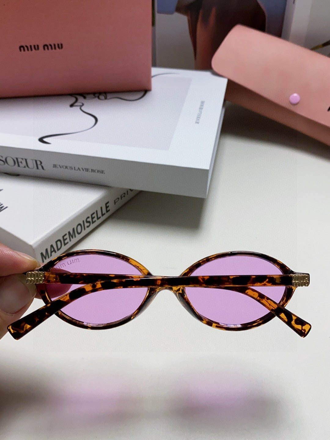Miu Miu Round Purple Lens Sunglasses for Men & Women - detail image 4