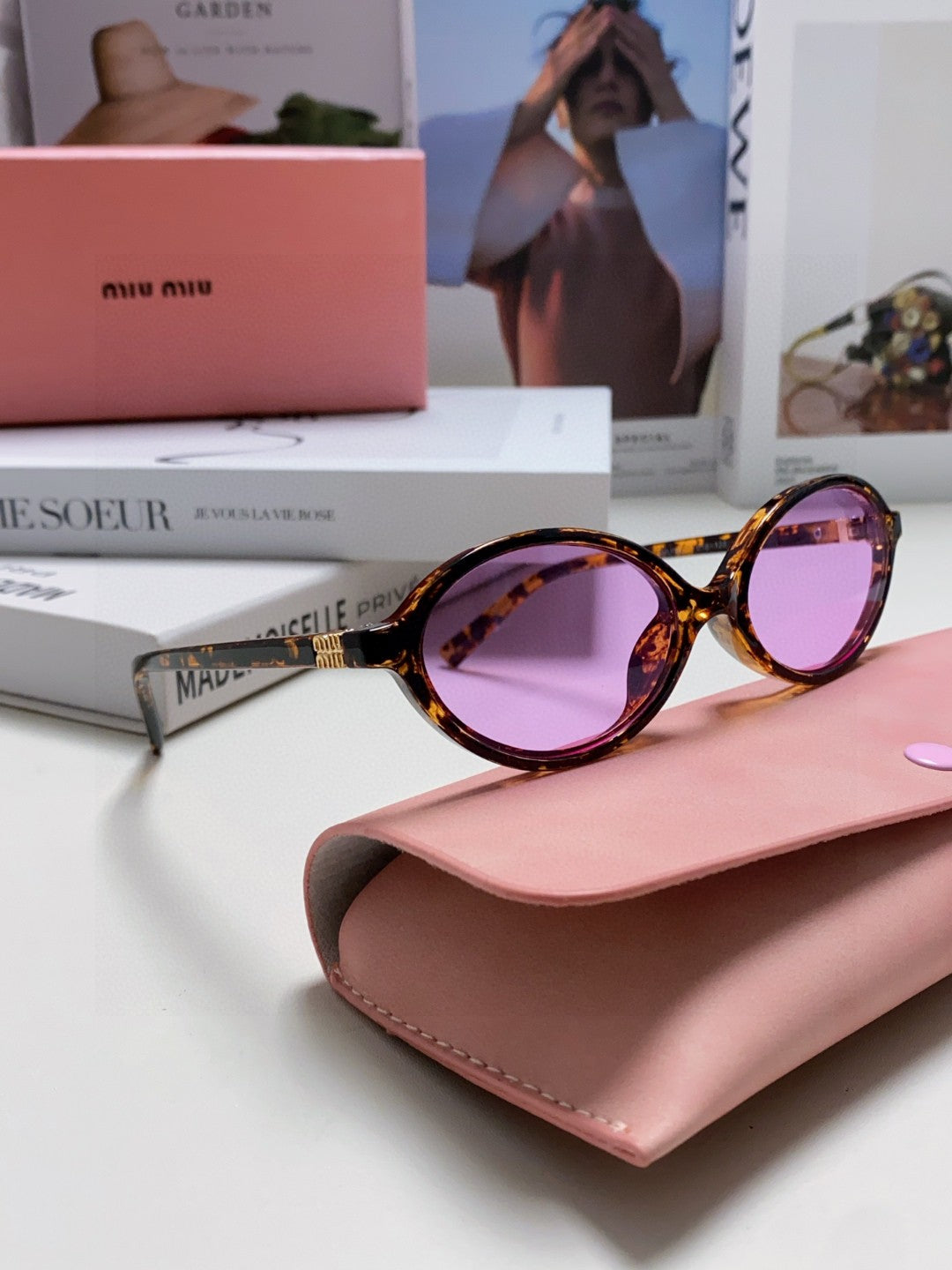 Miu Miu Round Purple Lens Sunglasses for Men & Women - detail image 7