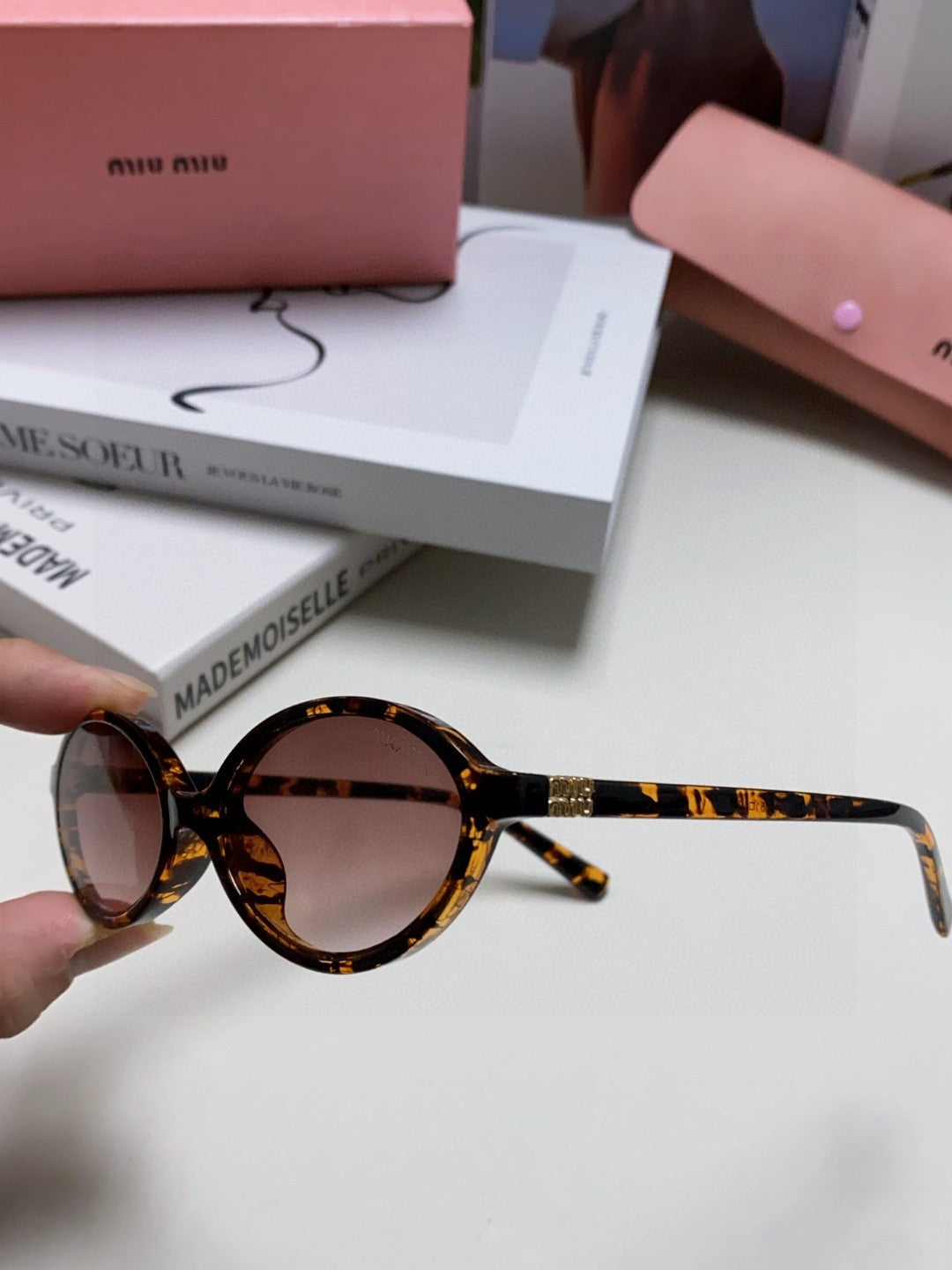 Miu Miu Round Gray Lens Sunglasses for Men & Women - 466061 - detail image 5
