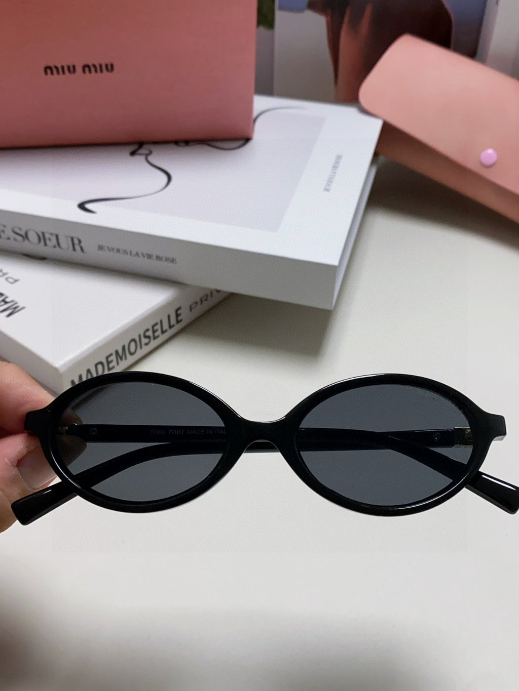 Miu Miu Round Gray Lens Sunglasses for Men & Women - detail image 3