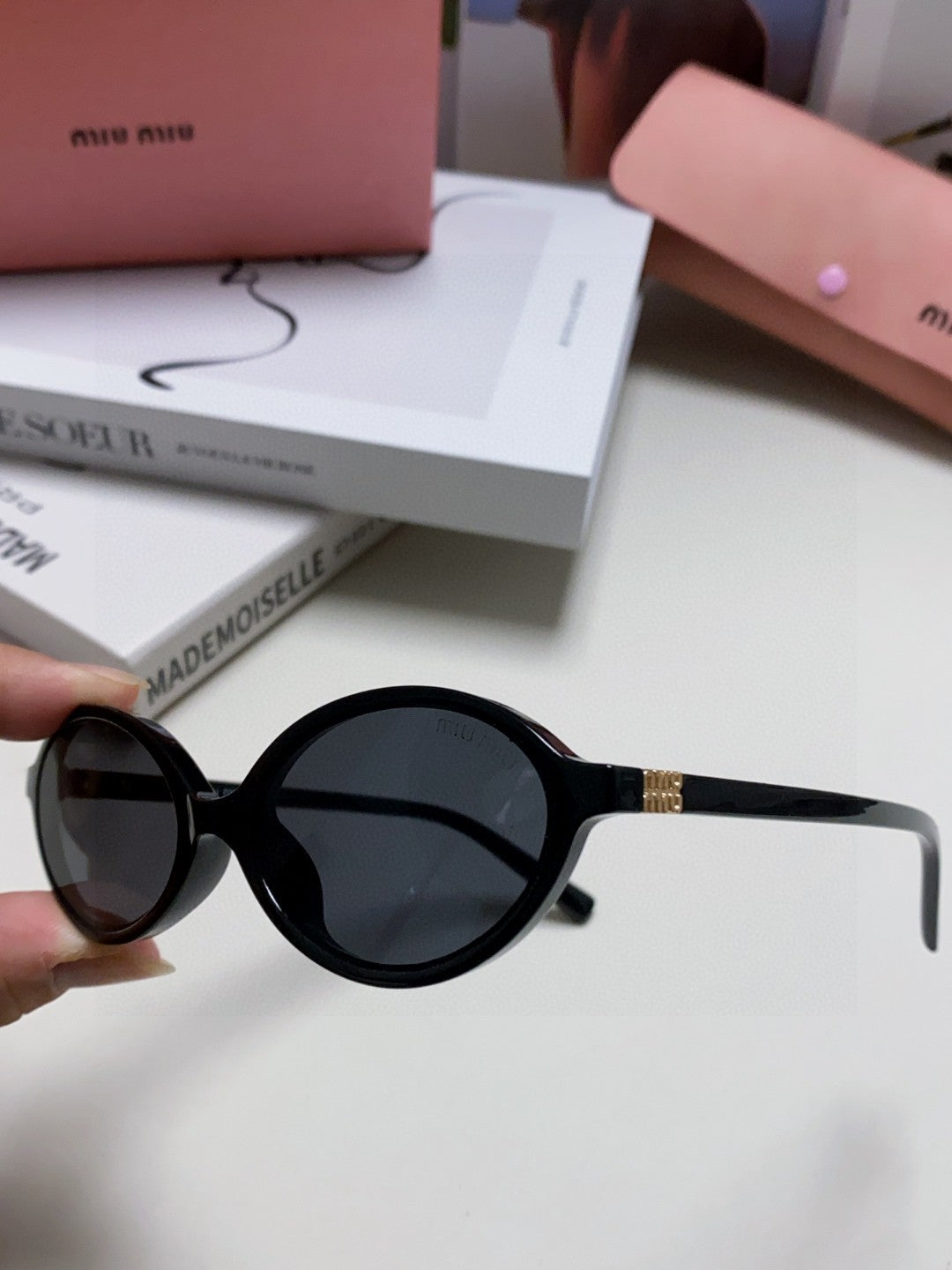 Miu Miu Round Gray Lens Sunglasses for Men & Women - detail image 5