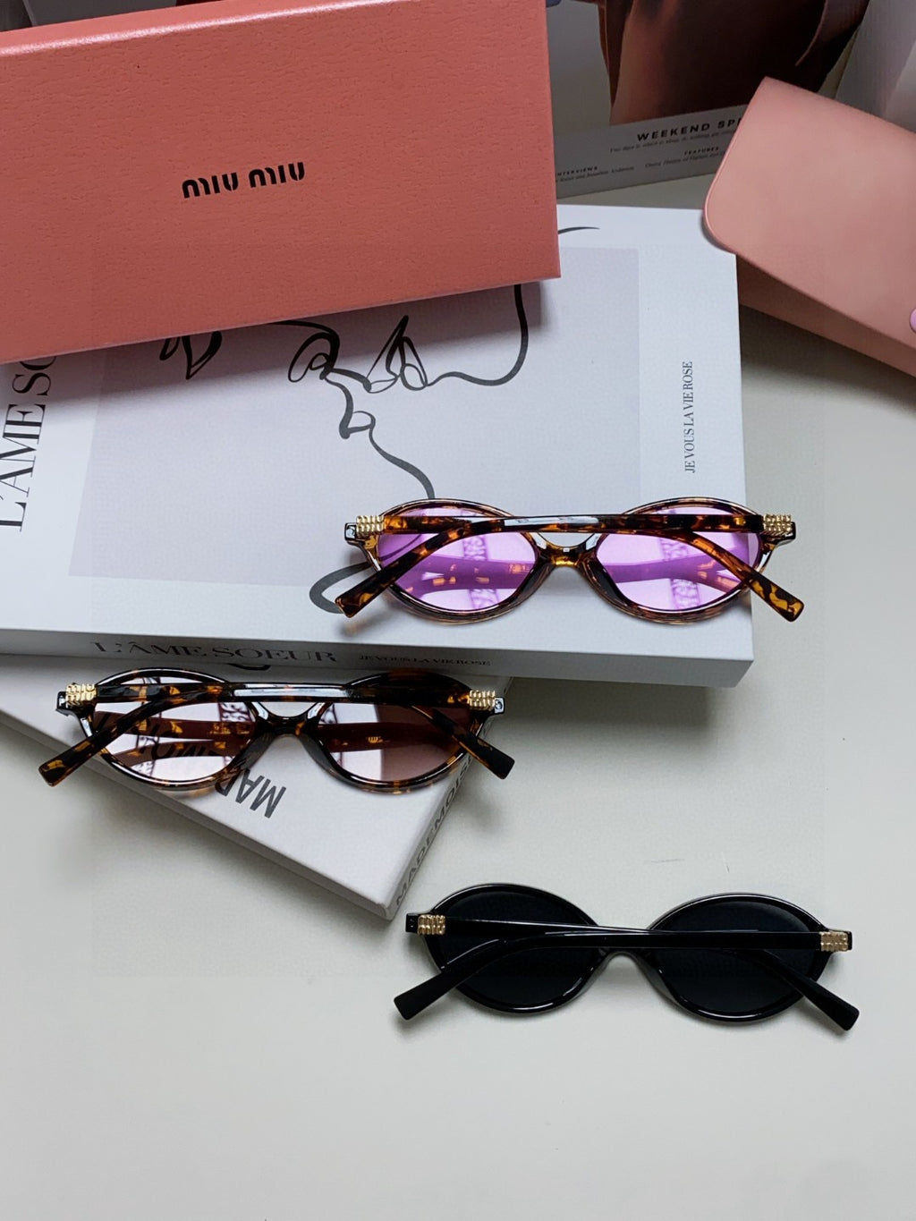 Miu Miu Round Gray Lens Sunglasses for Men & Women - detail image 8