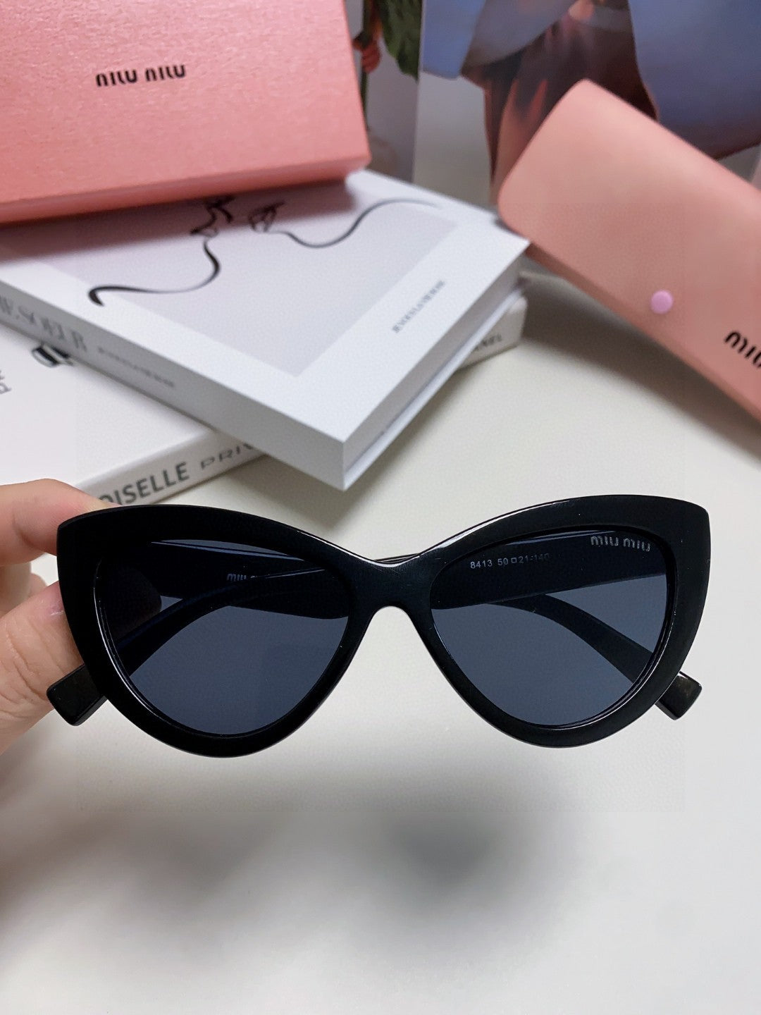 Miu Miu Cat-Eye Gray Lens Sunglasses for Men & Women - detail image 5