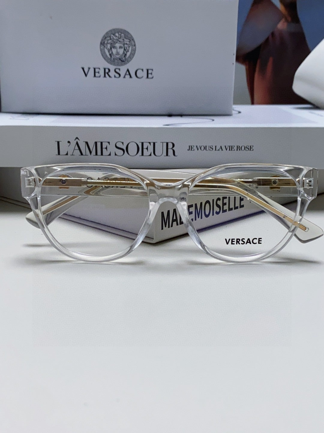 Versace Round Gray Lens Sunglasses for Women - detail image 5