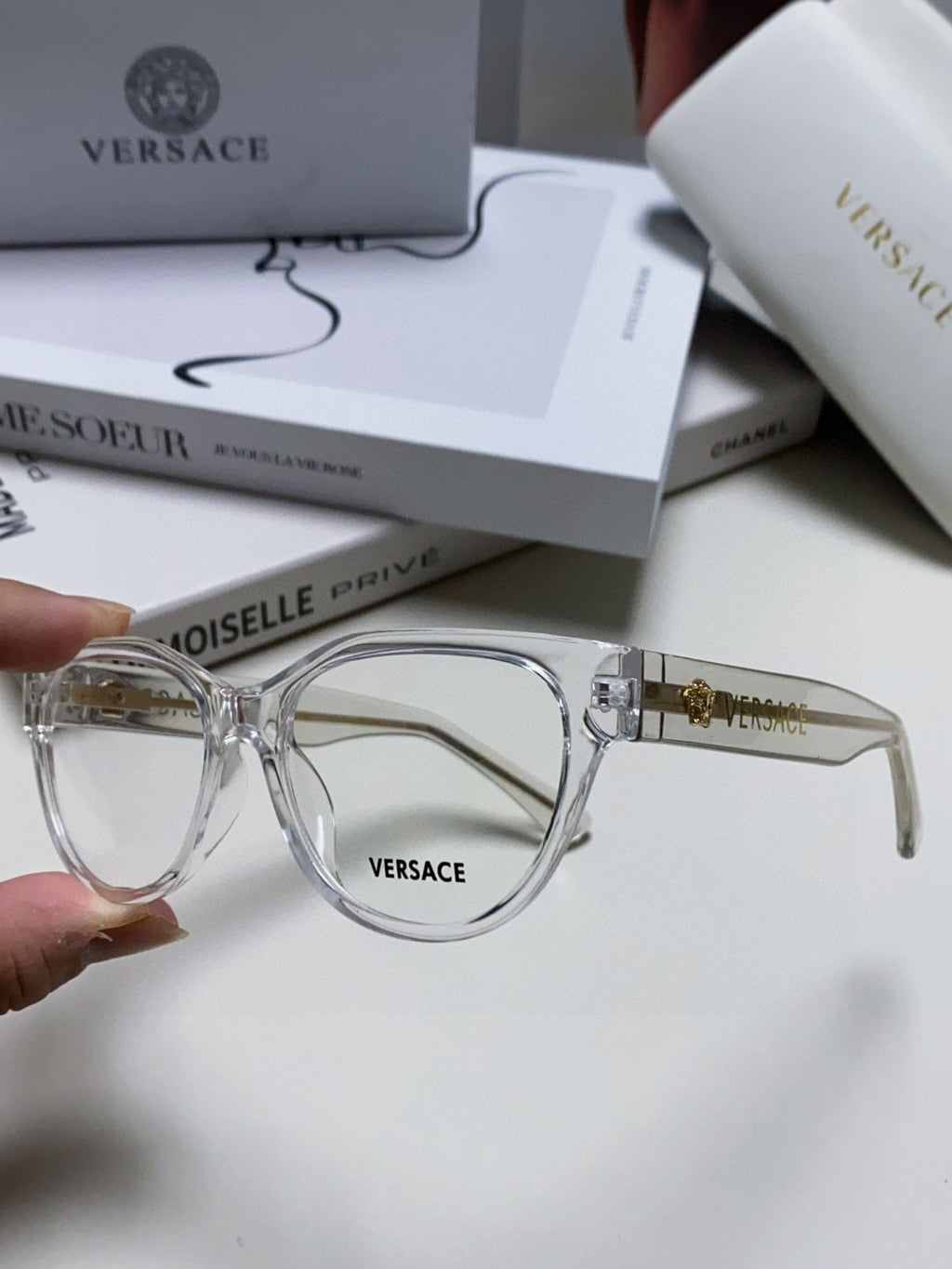 Versace Round Gray Lens Sunglasses for Women - detail image 4