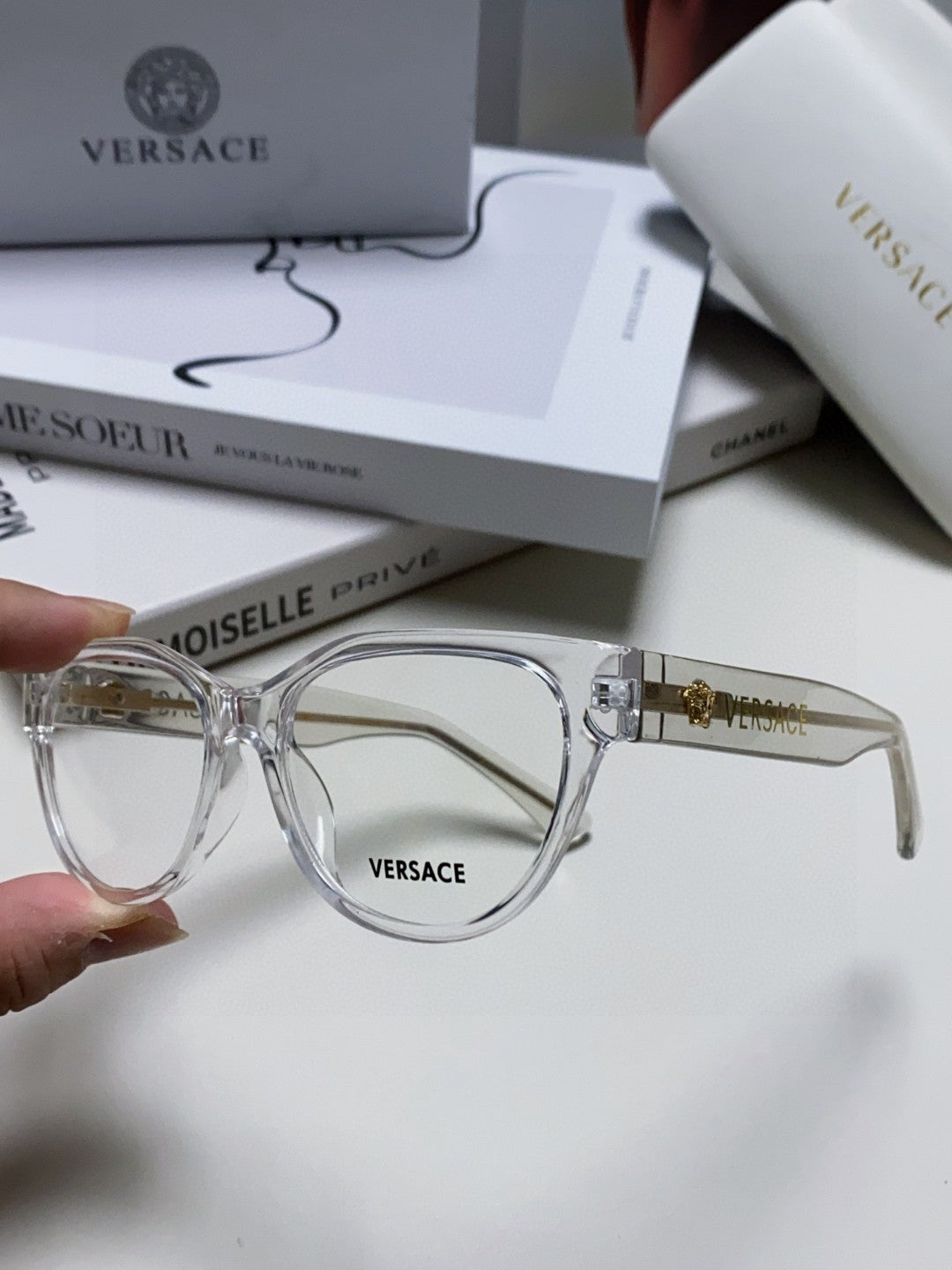 Versace Round Gray Lens Sunglasses for Women - detail image 4