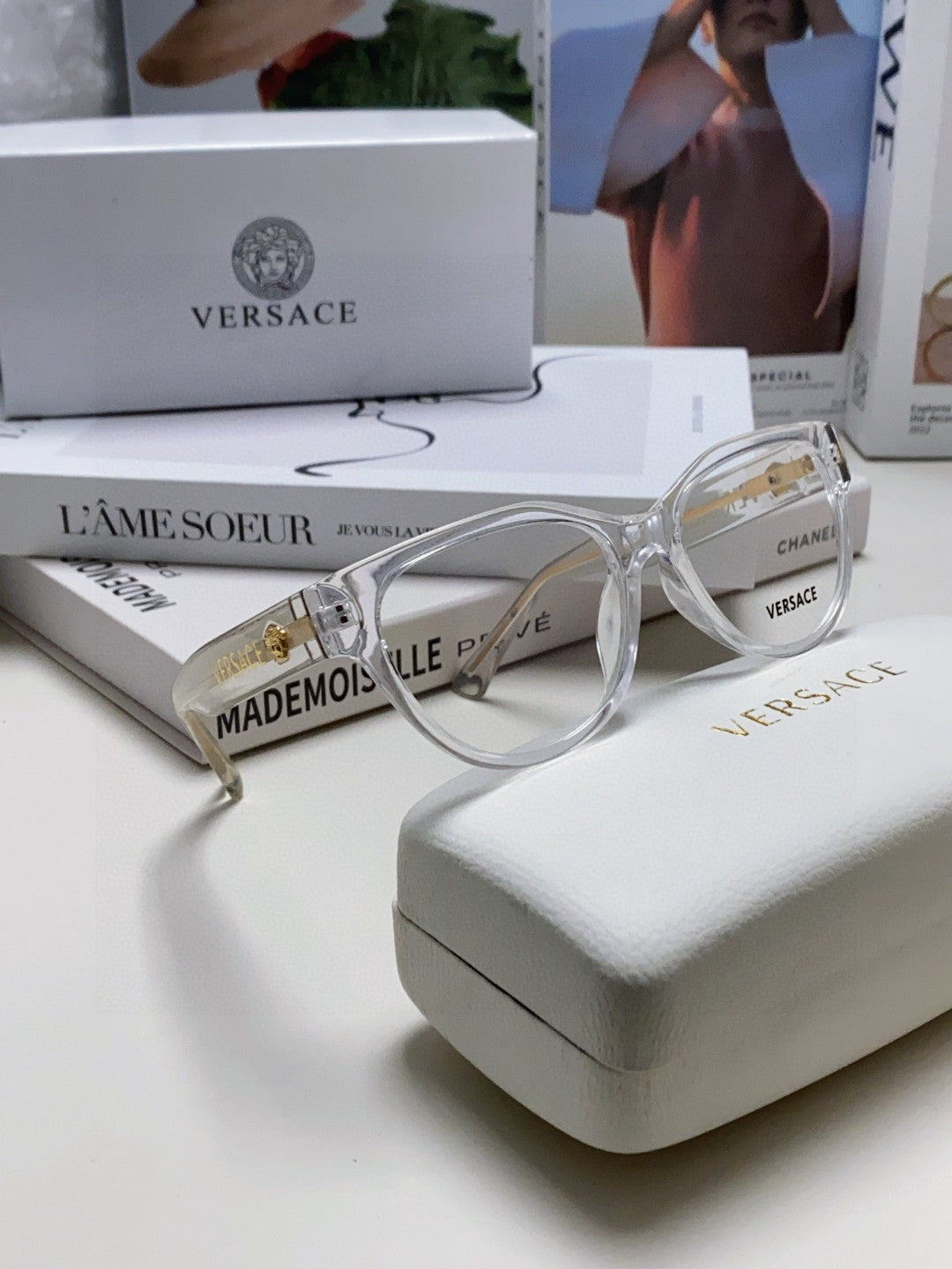 Versace Round Gray Lens Sunglasses for Women - detail image 6