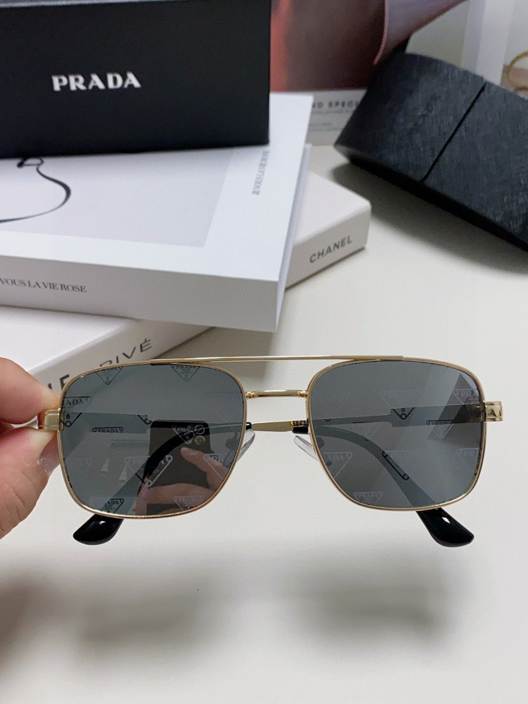 Prada Square Silver Lens Sunglasses for Men & Women - 998154 - detail image 3