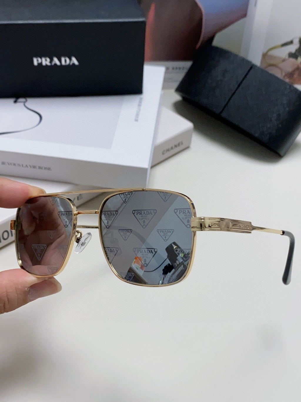 Prada Square Silver Lens Sunglasses for Men & Women - 998154 - detail image 5
