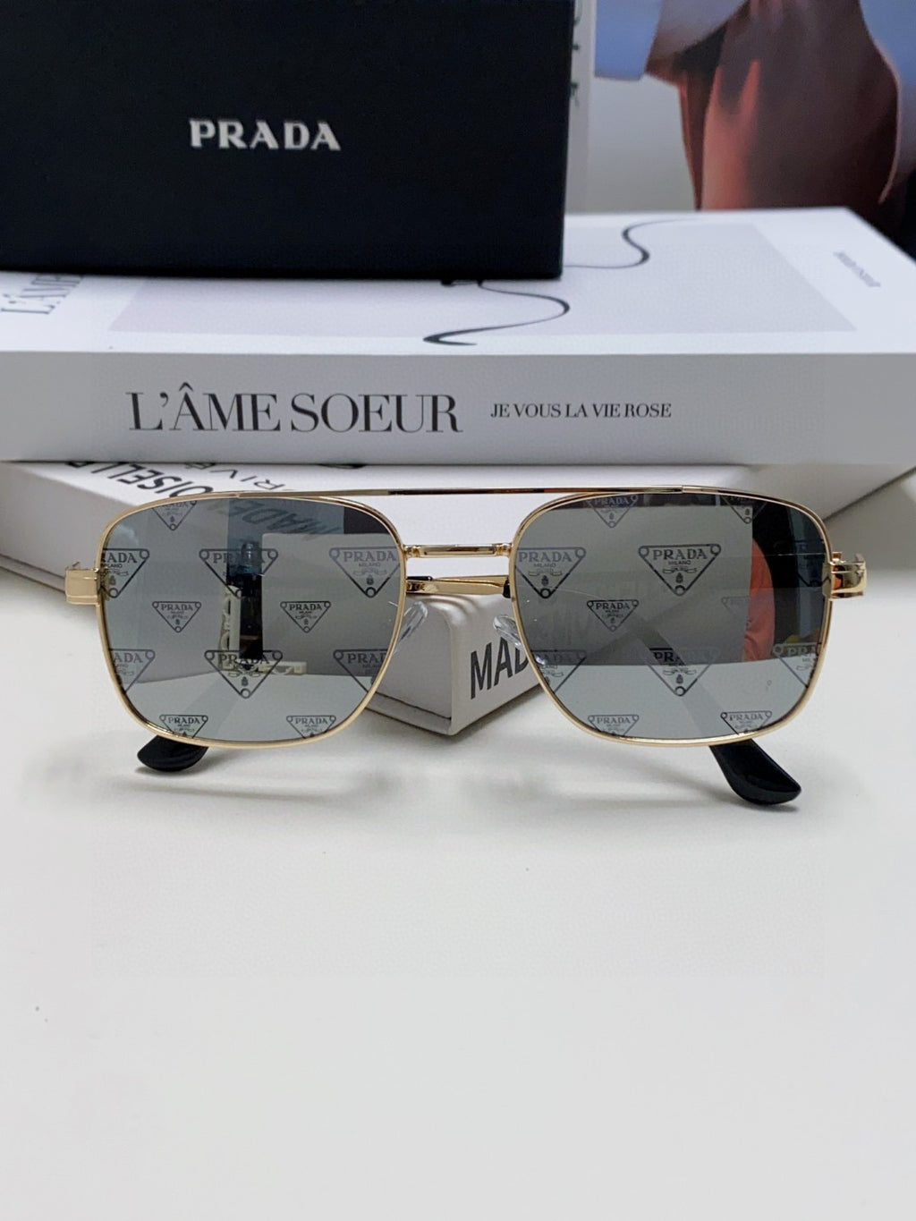 Prada Square Silver Lens Sunglasses for Men & Women - 998154 - detail image 6
