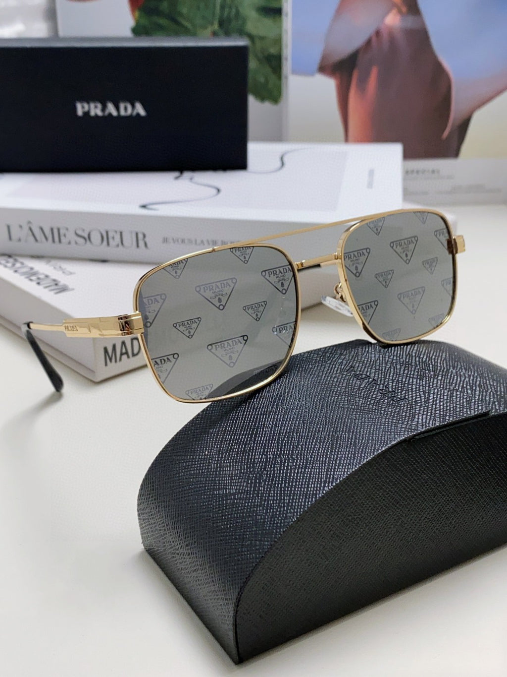 Prada Square Silver Lens Sunglasses for Men & Women - 998154 - detail image 7