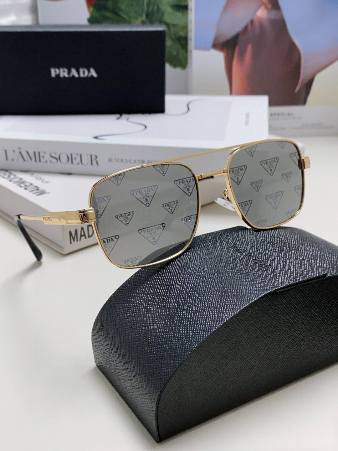 Prada Square Silver Lens Sunglasses for Men & Women - 998154 - detail image 7
